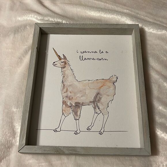 “I Wanna Be a Llama-Corn” Wooden Picture - Picture 1 of 4